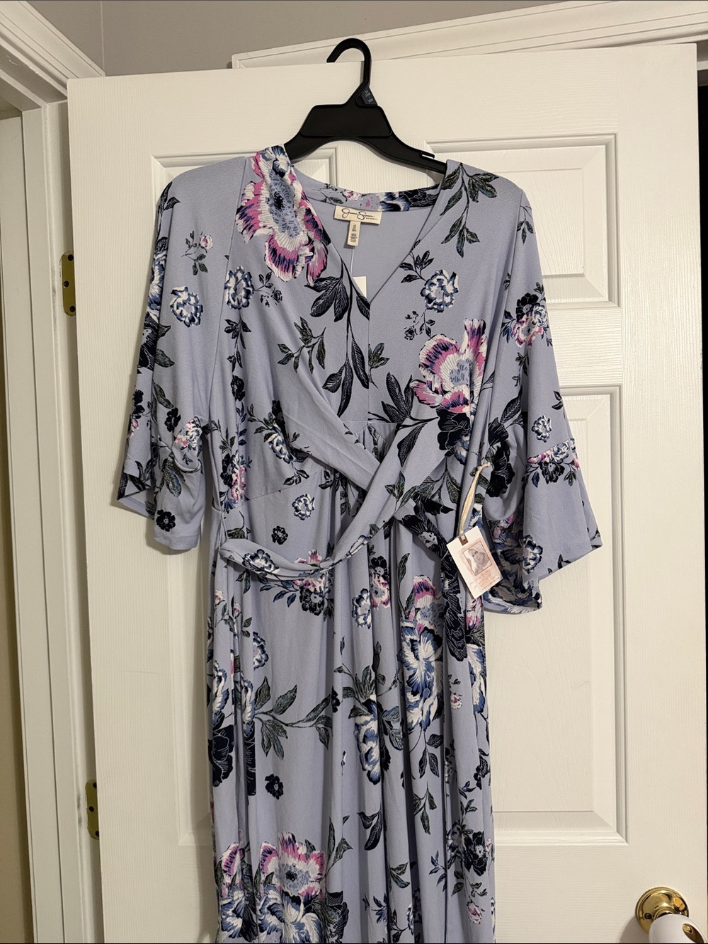 Jessica Simpson Maternity Light Blue Floral Wrap Maxi Dress